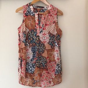 Rose and Olive Sleeveless Bohemian Blouse